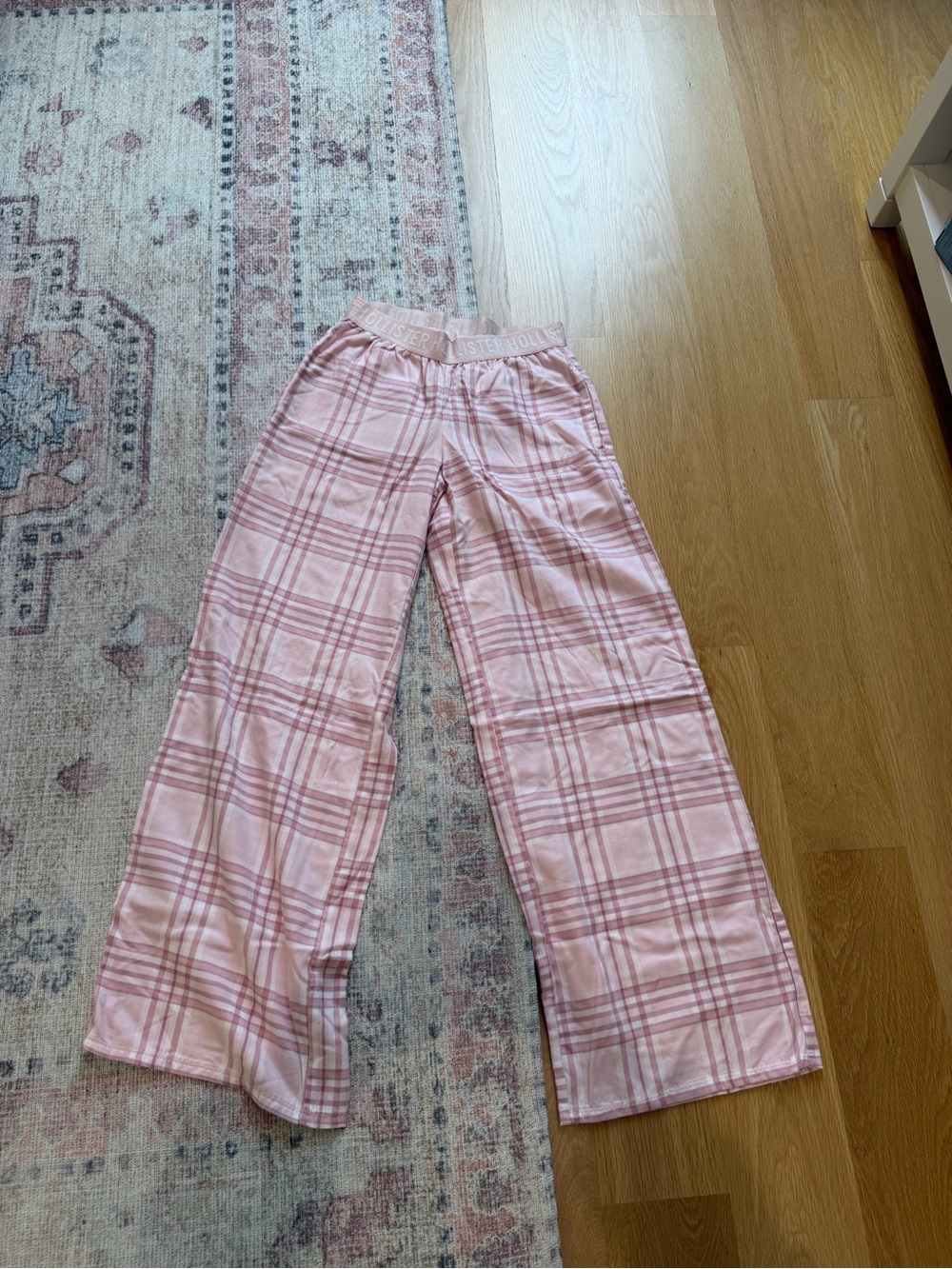 Kids Pink Plaid Wide-Leg Pajama Pants